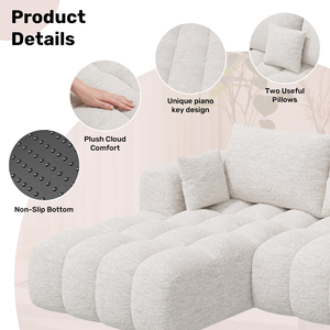 Canapé d'angle modulable en chenille moderne, sans assemblage, avec base antidérapante, canapé ergonomique effet nuage pour salon - Product Image 3