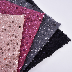 Polyester Luxury Sequin Textile Fabricwhite Black Bead Lacesequin Fabricflat Embroidery Dress Lace <strong>Fabric</strong> New Arrivals - Product Image 2