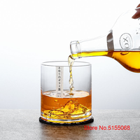 Verre à whisky 3D style japonais en forme d'iceberg, design classique, en cristal, 220 ml, avec sous-verre gratuit et coffret cadeau en bois pour offrir