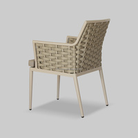Chaise de salle à manger d'extérieur haut de gamme en corde tressée, résistante aux intempéries, avec structure métallique, pour jardin, complexe hôtelier, villa