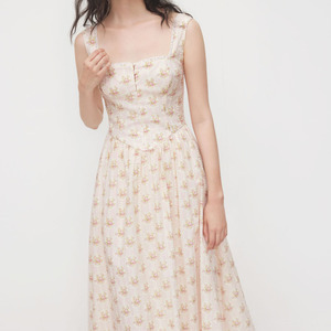 Vestido de Verano de Tirantes Finos con Estampado Floral para Mujer, Estilo Casual, Retro Francés, Cottagecore - Product Image 3