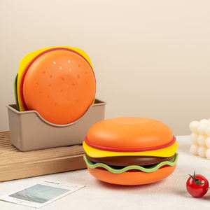 Set di Piatti a Strati Stile Hamburger - Piatti in Plastica Originali per Snack, Ossa di Carne e Antipasti per Feste, Vassoio Divertente per Servire - Product Image 1