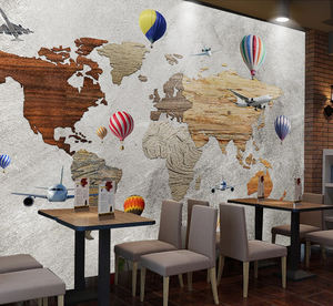 Style industriel Carte du monde Décoration murale murale Restaurant Café Décoration intérieure <span class=keywords><strong>Papier</strong></span> <span class=keywords><strong>peint</strong></span> Autocollant - Product Image 3