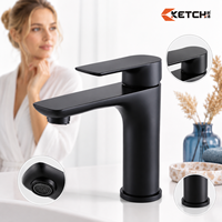 Robinet de lavabo en acier inoxydable à levier unique avec cartouche en céramique et aérateur économiseur d'eau, à montage sur plan