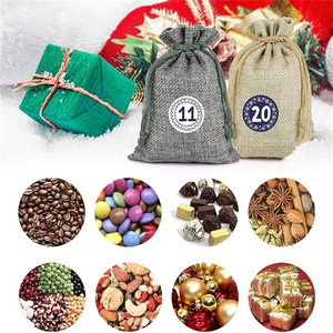 Calendrier de l'avent de Noël bricolage sacs-cadeaux en toile de jute 24 jours compte à rebours décorations pour la maison pour l'emballage de cadeaux de Noël - Product Image 4