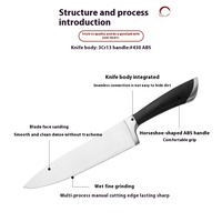 Couteau de chef professionnel en acier inoxydable à haute teneur en carbone, couteau de cuisine ergonomique avec manche antidérapant, tranchant pour la viande et les légumes