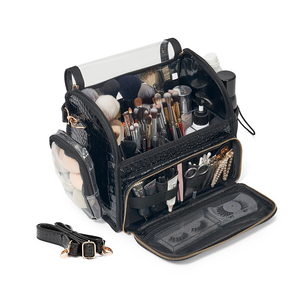 Étui à pinceaux de maquillage en cuir de crocodile Pro <span class=keywords><strong>MUA</strong></span> Essential brosse cosmétique outils de beauté organisateur sac à bandoulière avec séparateur en acrylique - Product Image 2