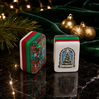 Ensemble de Mahjong de luxe américain, édition de Noël, 160 tuiles en acrylique, dos pailleté, jeu de table familial haut de gamme, boîte cadeau