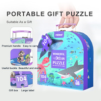 MIDEER MD3110 104 pièces, magnifique puzzle océanique, boîte cadeau, jouets éducatifs, aquarium portable, jouet de dessin animé
