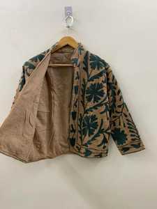 Chaqueta de Algodón Tejido Transpirable con Bordado Étnico Suzani Marrón, Túnica de Invierno para Mujer, Bata de Primavera - Product Image 2