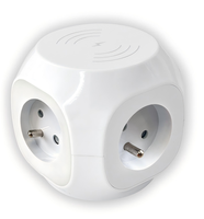 Cube d'alimentation sans fil français 3 voies 16A 230V ~ prise Schuko 16A Avec 2 USB(1A + 1C) prise en charge PD/QC 3.0 charge rapide Puissance maximale: 20W