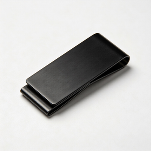 Porte-cartes/support métallique anti-magnétique en titane noir nano-plaqué, usiné CNC, avec logo personnalisé usiné - Product Image 1