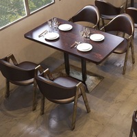Ensemble de canapés de restaurant en cuir de luxe, chaises de salle à manger vintage en métal, table de salle à manger ronde et carrée pour café, bistrot, hôtel