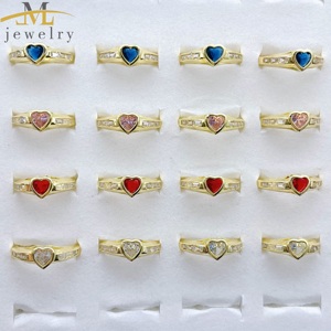 Anillo de Corazón Exquisito de Alta Calidad JML, Anillo de Piedras Preciosas de Moda en Oro Laminado de <span class=keywords><strong>14K</strong></span> para Mujer, Joyería de Oro Laminado al por Mayor, Anillo para el Día de San Valentín - Product Image 1
