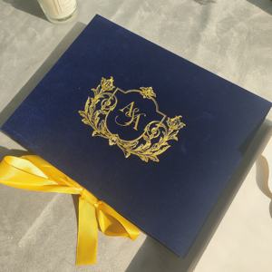 Invitation <span class=keywords><strong>de</strong></span> mariage en velours bleu foncé <span class=keywords><strong>de</strong></span> qualité supérieure, carte en acrylique dorée <span class=keywords><strong>miroir</strong></span>, invitation <span class=keywords><strong>de</strong></span> mariage en boîte <span class=keywords><strong>de</strong></span> luxe avec ensemble RSVP, invitation moderne - Product Image 6