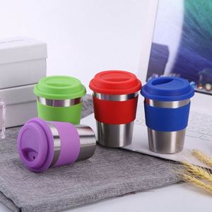 Tasse en acier inoxydable avec isolation thermique en silicone et protection anti-brûlure, tasse à eau de bureau - Product Image 1