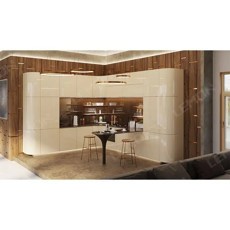 Son basit tasarım üreticisi setleri Modern kavisli mutfak mobilyası çin