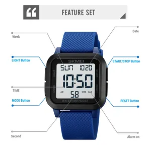 Montre de sport d'extérieur SKMEI 1894 pour hommes, alarme, chronographe, horloge, étanche 5 bars, affichage LED, montre numérique antichoc, Reloj Hombre - Product Image 3
