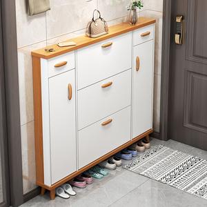 Gabinete de zapatos abatible ultrafino nórdico, una nueva entrada más vendida de 2024 para uso doméstico: patas de <span class=keywords><strong>madera</strong></span> maciza, lujo ligero - Product Image 1