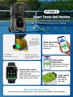 Machine de tennis et de padel intelligente PUSUN PT-MAX C, robot de padel intelligent avec plusieurs exercices, lanceur de balles professionnel pour l'entraînement