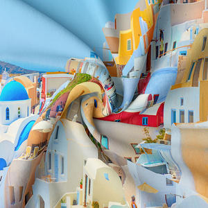 Tapisserie de l'île de Santorin en Grèce, Europe, vue sur la <span class=keywords><strong>mer</strong></span> bleue, tapisserie murale pour salon - Product Image 5