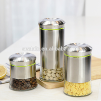 Pot de stockage avec couvercle, verre de revêtement en acier inoxydable, sucre des aliments, thé et café, livraison gratuite