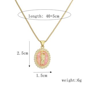 Collier pendentif en zircon plaqué or 18 carats, couleur <span class=keywords><strong>rose</strong></span> pavée, vierge <span class=keywords><strong>marie</strong></span>, <span class=keywords><strong>bijoux</strong></span> religieux - Product Image 3