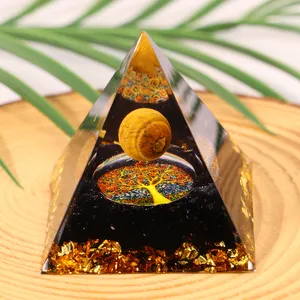 Natural Tiger Eye Orgonite Cura Cristais para Redução do Estresse, Atração Riqueza & Proteção Energética Positiva