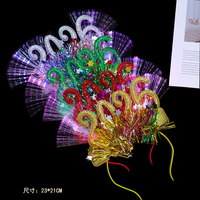 Bonne année couronne numérique bandeau lumineux LED cerceau de cheveux accessoires de fête du nouvel an clignotant bandes de cheveux en fibre optique