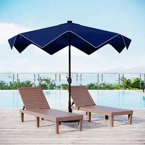 Custom Wholesale Super Quality Outdoor Commercial Table Aluminium Triangle Fringe Patio Umbrella With Led Solar