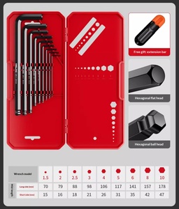 Jeu de clés Allen à embout sphérique extra longues en acier S2, métriques et SAE, personnalisées OEM, pour la réparation de vélos et de voitures - Product Image 2