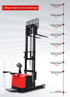 Nouveau gerbeur électrique compact pour piétons, 1500 kg, mât en C, fourche forgée, poignée intelligente, batterie au plomb-acide, garantie 1 an