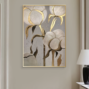 Bán buôn bông hoa thanh lịch với Vàng acccents tường nghệ thuật handmade sơn dầu cho trang trí nội thất - Product Image 4