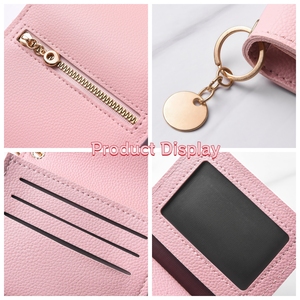 Portafoglio Quadrato Trifold Personalizzato in Tinta Unita con Tasca Portamonete con Cerniera, Nome Inciso Personalizzato, Sottile in Pelle per Signore - Product Image 4