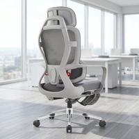 Chaise de bureau pivotante moderne pour gaming, chaise de direction ergonomique en maille grise avec appui-tête 2D réglable en hauteur et soutien lombaire rembourré, idéale pour les hôpitaux