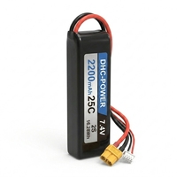 DHC-POWER 2200mAh 2S 7.4V 25C Paket Baterai Cair dengan Konektor XT60 untuk Drone FPV Racing Quadcopter Freestyle