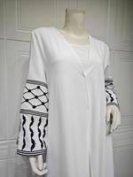 Sharut Turquie Kimono Modeste Robe Musulmane Femme Manches Brodées Crêpe Palestine Kefiyyeh Dubaï Abaya Palestinienne 2025