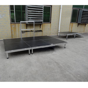 <b>Rail</b> Aluminum Height Adjustable Mobile Performance Stage with Wood Frame Non-Slip Surface Easy Assembly - Product Image 6