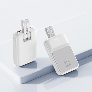 พาวเวอร์แบงค์ระบบแม่เหล็กไร้สาย10W 10000mAh 20000mAh จอแสดงผลดิจิตอล LED ชาร์จเร็วธนาคารพลังงานขนาดเล็กพร้อมสาย