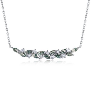 Collar con Colgante <span class=keywords><strong>de</strong></span> Barra Sonriente <span class=keywords><strong>de</strong></span> Plata <span class=keywords><strong>de</strong></span> Ley S925 con Ágata Musgosa <span class=keywords><strong>de</strong></span> Corte Marquesa y Detalles <span class=keywords><strong>de</strong></span> Moissanita para Mujer - Product Image 1