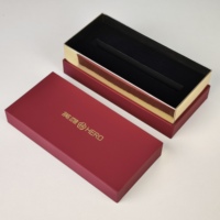 Boîte à stylo en papier rigide rouge en gros avec doublure intérieure en velours noir, finition artisanale de qualité supérieure, logo personnalisé, étui de rangement pour un seul stylo, idéal comme cadeau