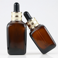 Harga pabrik persegi 10ml 20ml 30ml 50ml 100ml Amber kosong botol parfum kaca Serum Wajah botol kaca dengan tutup penetes karet