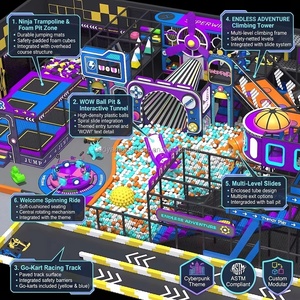 Équipement de terrain de jeux intérieur personnalisé sur le thème du ninja : trampoline, karting, piscine à balles, tour d'escalade |   Centre d'aventure FEC pour enfants - Product Image 3