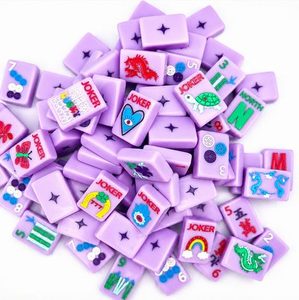 Juego de Mahjong Americano de Acrílico Morado Lavanda Personalizado, con Fichas Pintadas a Mano con Patrón de Dragón y Flores, para Regalo - Product Image 2