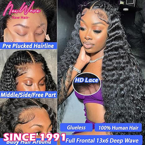 <span class=keywords><strong>Parrucca</strong></span> Lace Front 13x6 Deep Wave - Densità 250% con HD Lace, <span class=keywords><strong>Capelli</strong></span> Umani Vergini al 100% Pre-Piumati, Stile Ricci Senza Colla per Donne - Product Image 4