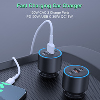 Chargeur de voiture de voyage USB C 30W QC18W, 130W, haute puissance, conception de trou thermique d'usine, chargeur de voiture à charge rapide pour voiture EV