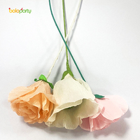 Boloparty 3 buah bunga kertas krep campuran 3D efek Visual realistis latar belakang Thanksgiving Ulang Tahun