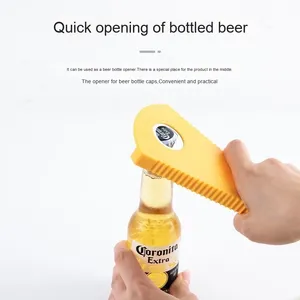 Gadget de cocina multifunción ajustable 5 en 1, Kit de tapa de botella y abridor de tarros de diseño plano moderno con mango de silicona - Product Image 4