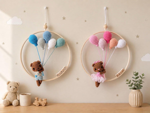 Acchiappasogni con <span class=keywords><strong>Orsetto</strong></span> all'Uncinetto e Logo Personalizzato, Decorazione per Cameretta, Giocattolo da Appendere con Palloncini - Product Image 6