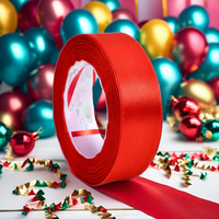 Vente en gros 40mm ruban de satin rouge logo personnalisé motif tissé 100% fibre de polyester tissu de haute qualité emballage cadeau fête